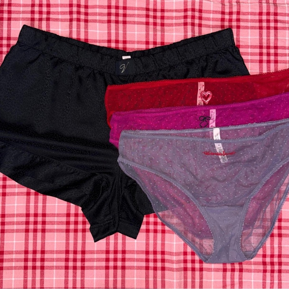 Victoria Secrets Silk Shorts and Lace Panties Set